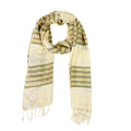 Organic Cotton Handloom Kora Stole with Haldi & Green Stripes