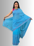 handloom cotton jaal hand block print saree with blouse