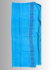 Handloom Cotton Linen Turquoise Hand Block Print Saree with Blouse