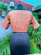 Pure Handloom Kosa Silk Copper colour Boat Neck Blouse