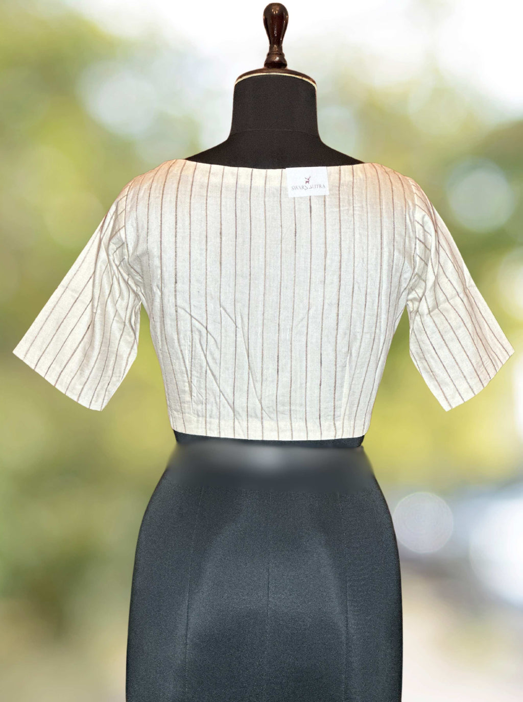 Pure Handloom Kosa Silk off white Boat Neck Blouse