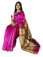 Pure handloom Pink Ghicha Tussar Silk Saree