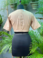 Pure Handloom Kosa Silk Cream Round Neck Blouse
