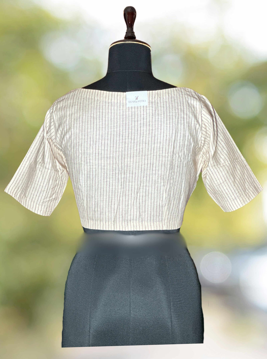 Pure Handloom Kosa Silk off white Boat Neck Blouse