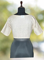 Pure Handloom Kosa Silk off white Boat Neck Blouse