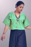 Pure Handloom Cotton Pastel Green Color Top