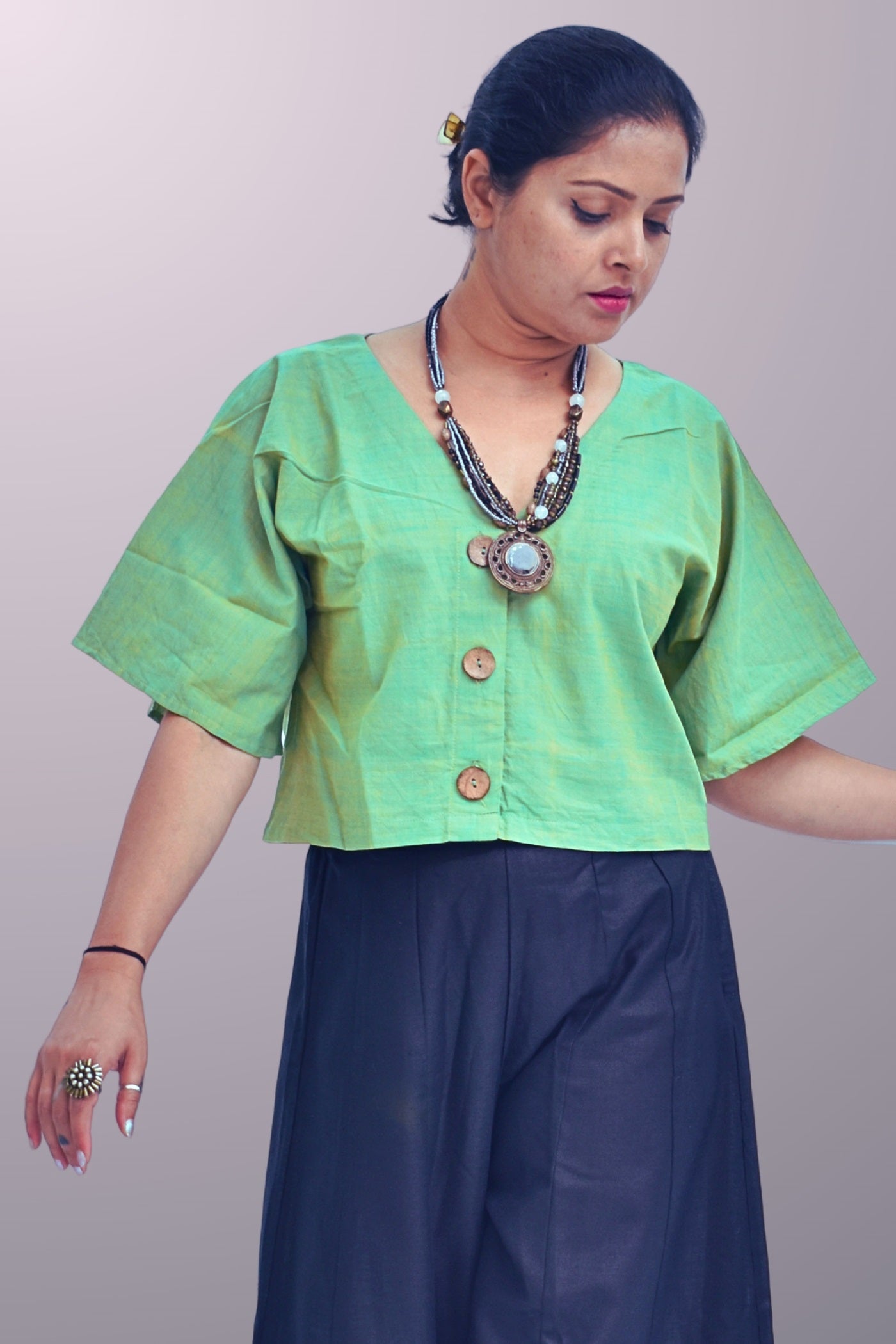 Pure Handloom Cotton Pastel Green Color Top