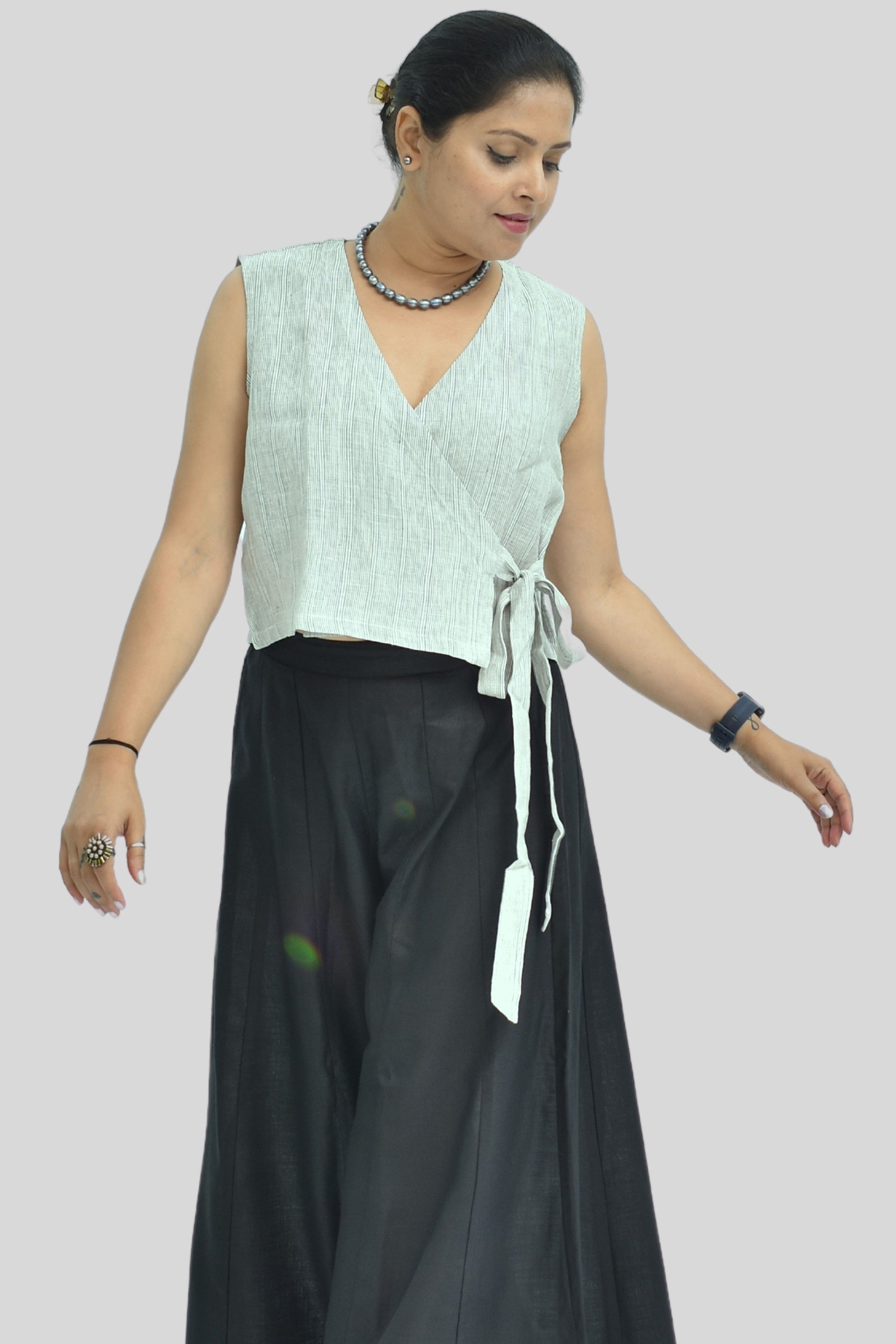 Pure Handloom Linen Grey Color Top