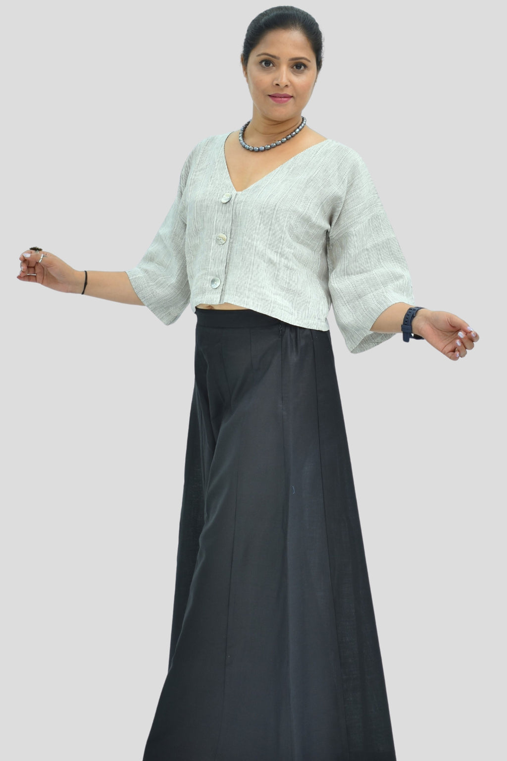 Pure Handloom Linen Grey Color Top
