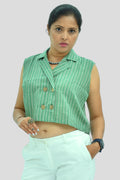 Pure Handloom Cotton Green Color Top