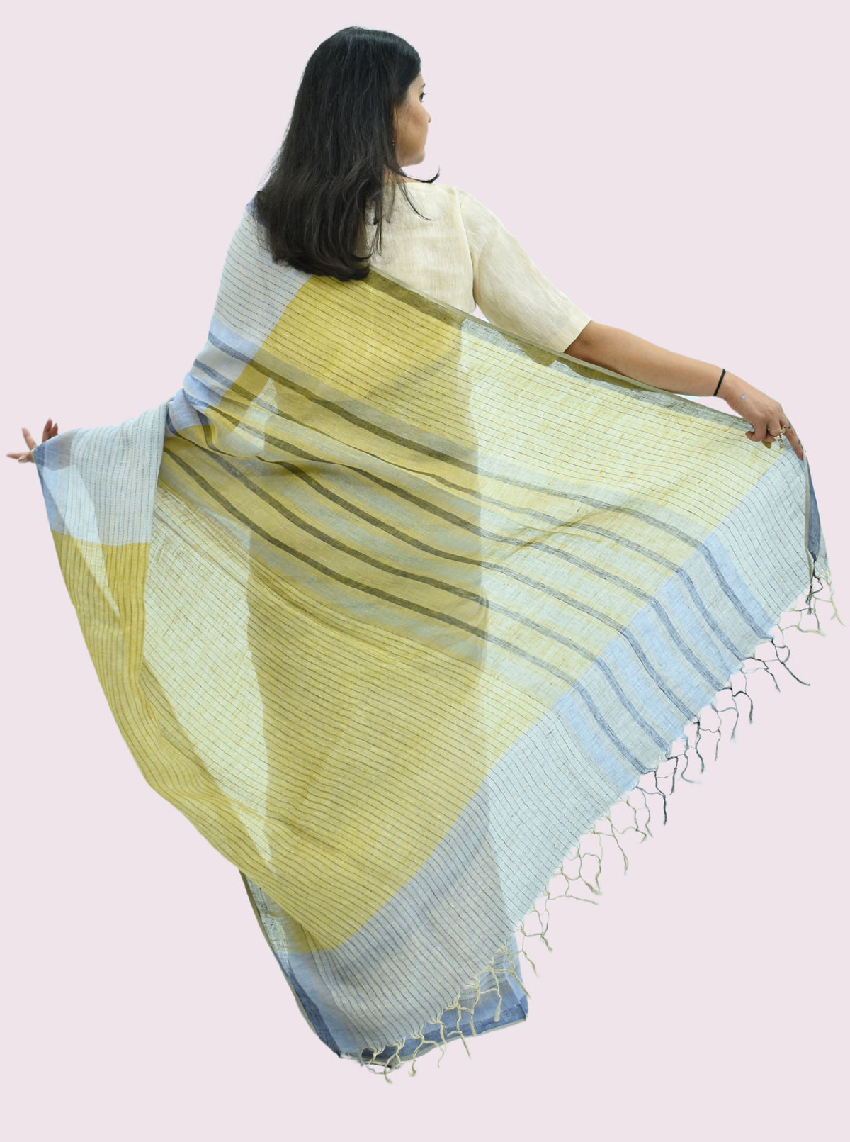 Pure Handloom Linen White Saree