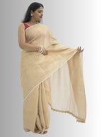 Pure Handloom Golden Tissue Linen Saree