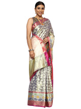 Tissue Silk Banarasi Metallic Green Saree with Meenakari Jaal Work