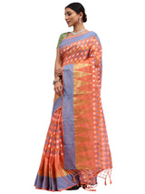 Cotton Silk Banarasi Peach Saree with Thread & Zari Border