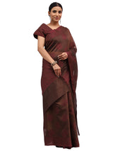 Cotton Silk Banarasi Brown Saree with Jute Work