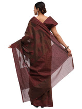 Cotton Silk Banarasi Brown Saree with Jute Work