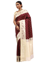 Katan Silk Banarasi Brown Saree with Meenakari Butti Border