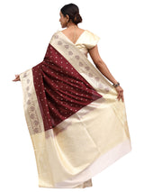 Katan Silk Banarasi Brown Saree with Meenakari Butti Border