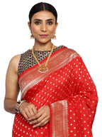 Katan Silk Banarasi Red Saree with Traditional Motifs