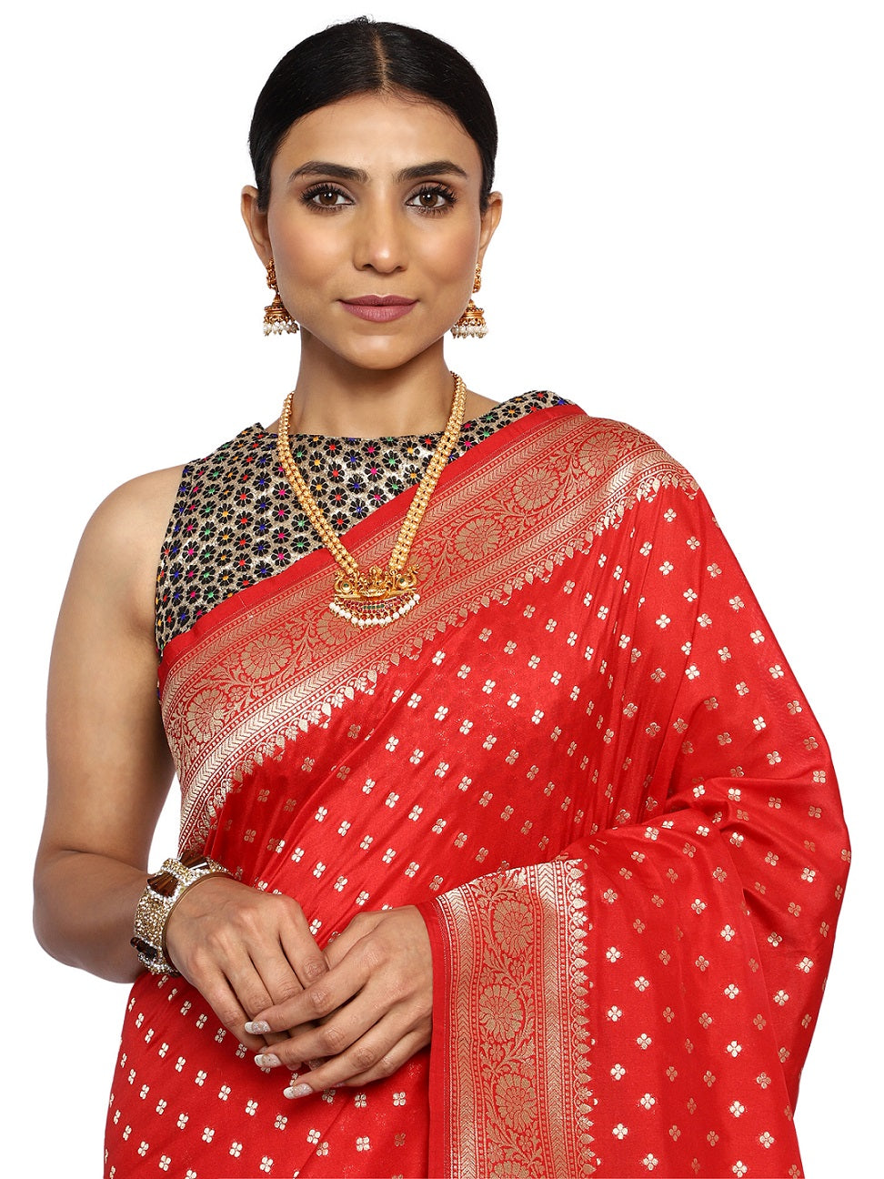 Katan Silk Banarasi Red Saree with Traditional Motifs