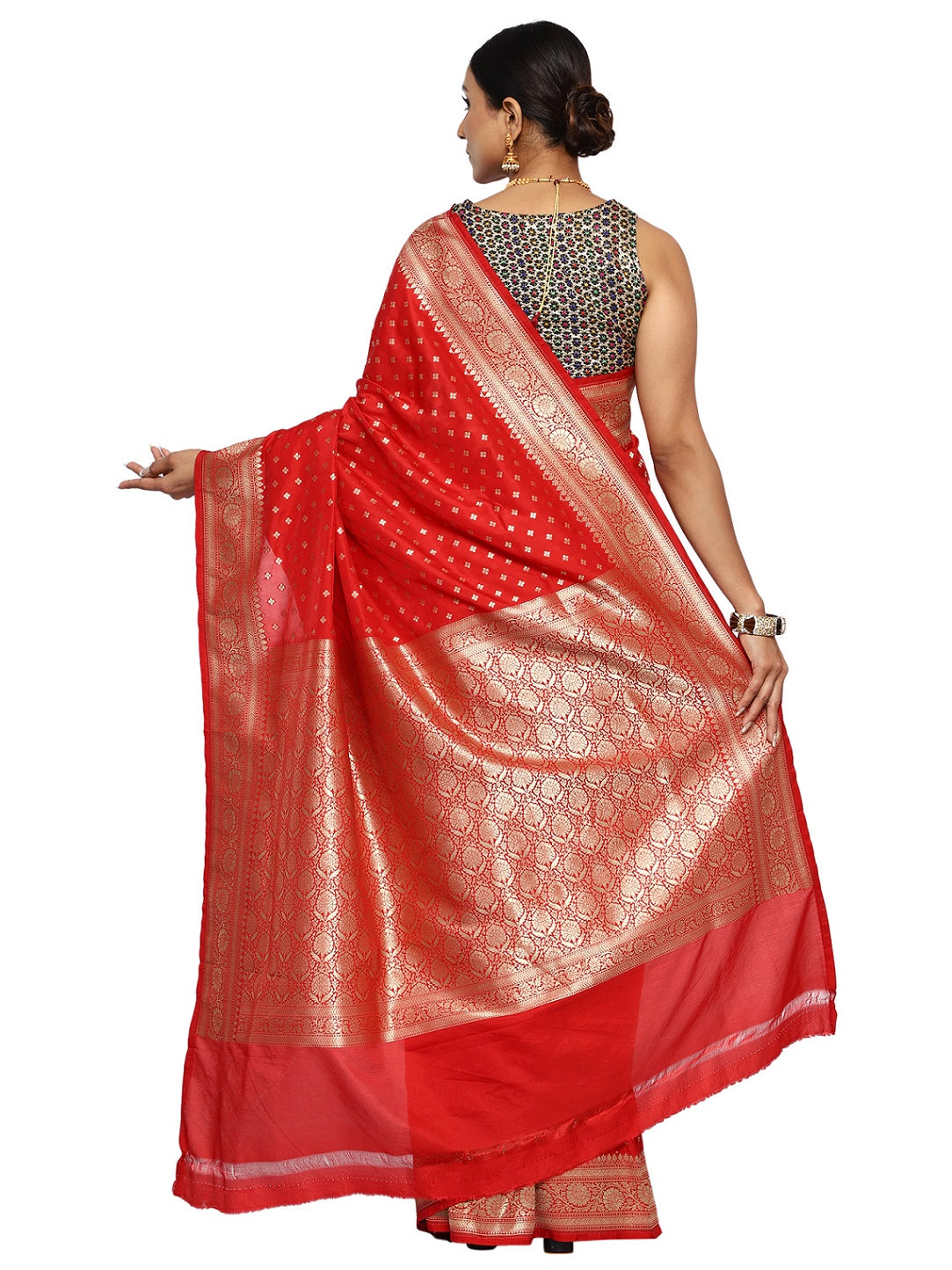 Katan Silk Banarasi Red Saree with Traditional Motifs