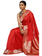 Katan Silk Banarasi Red Saree with Traditional Motifs