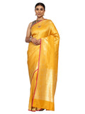 Katan Silk Banarasi Mustard Saree with Golden Zari Work