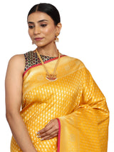 Katan Silk Banarasi Mustard Saree with Golden Zari Work