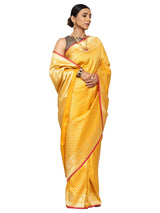 Katan Silk Banarasi Mustard Saree with Golden Zari Work