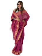 wine handloom linen saree wih hand embroiedrey with blouse