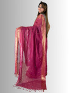 wine handloom linen saree wih hand embroiedrey with blouse
