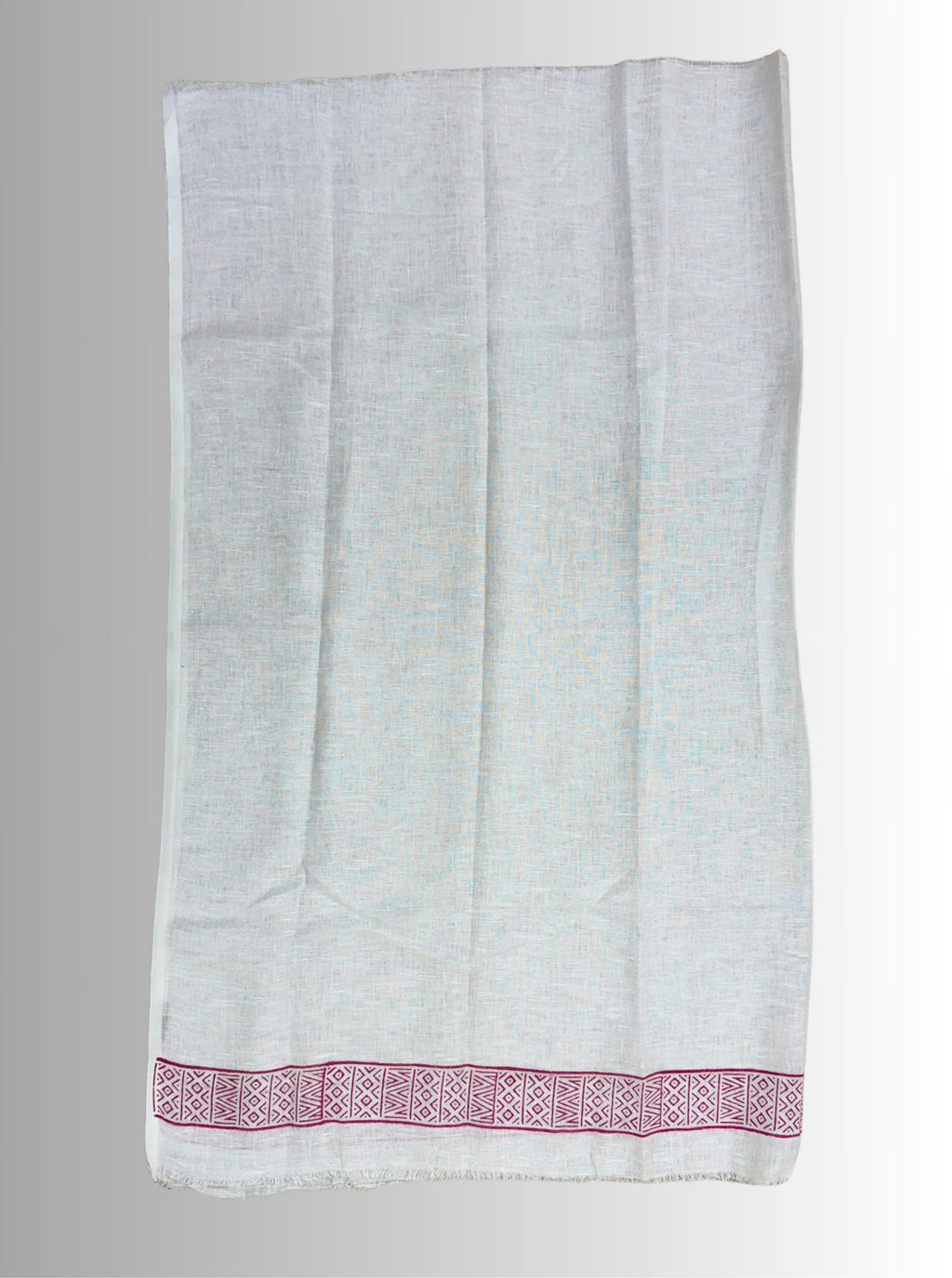 Handloom Cotton Linen White Hand Block Printed Saree with Blouse