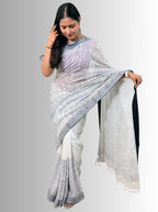handloom cotton jaal hand block print saree with blouse