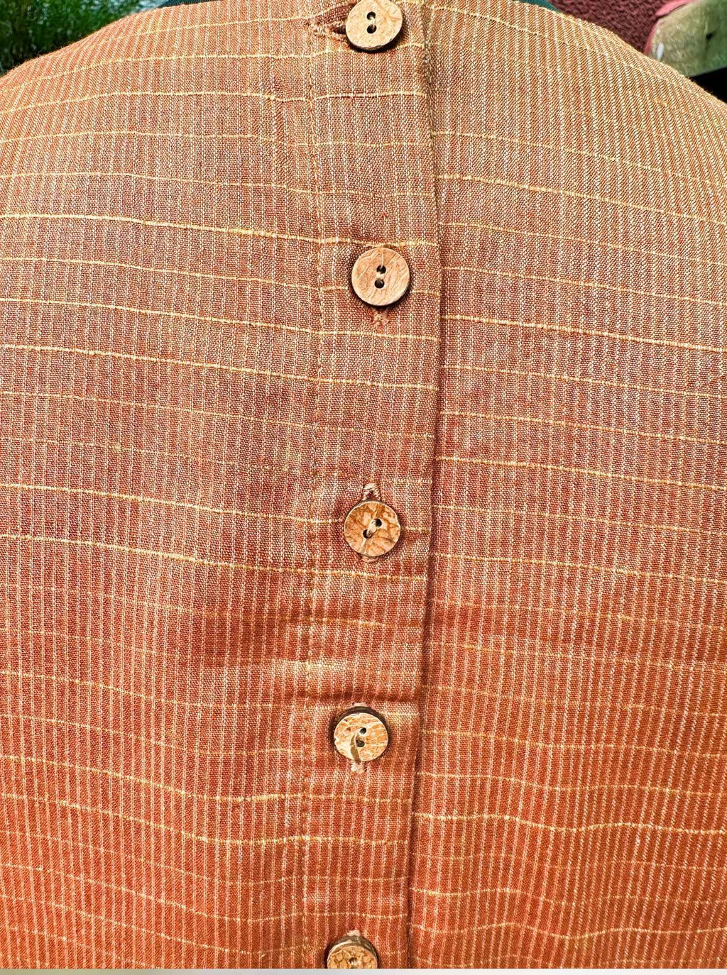 Pure Handloom Kosa Silk Copper colour round Neck Blouse
