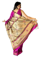 Pure handloom Pink Ghicha Tussar Silk Saree