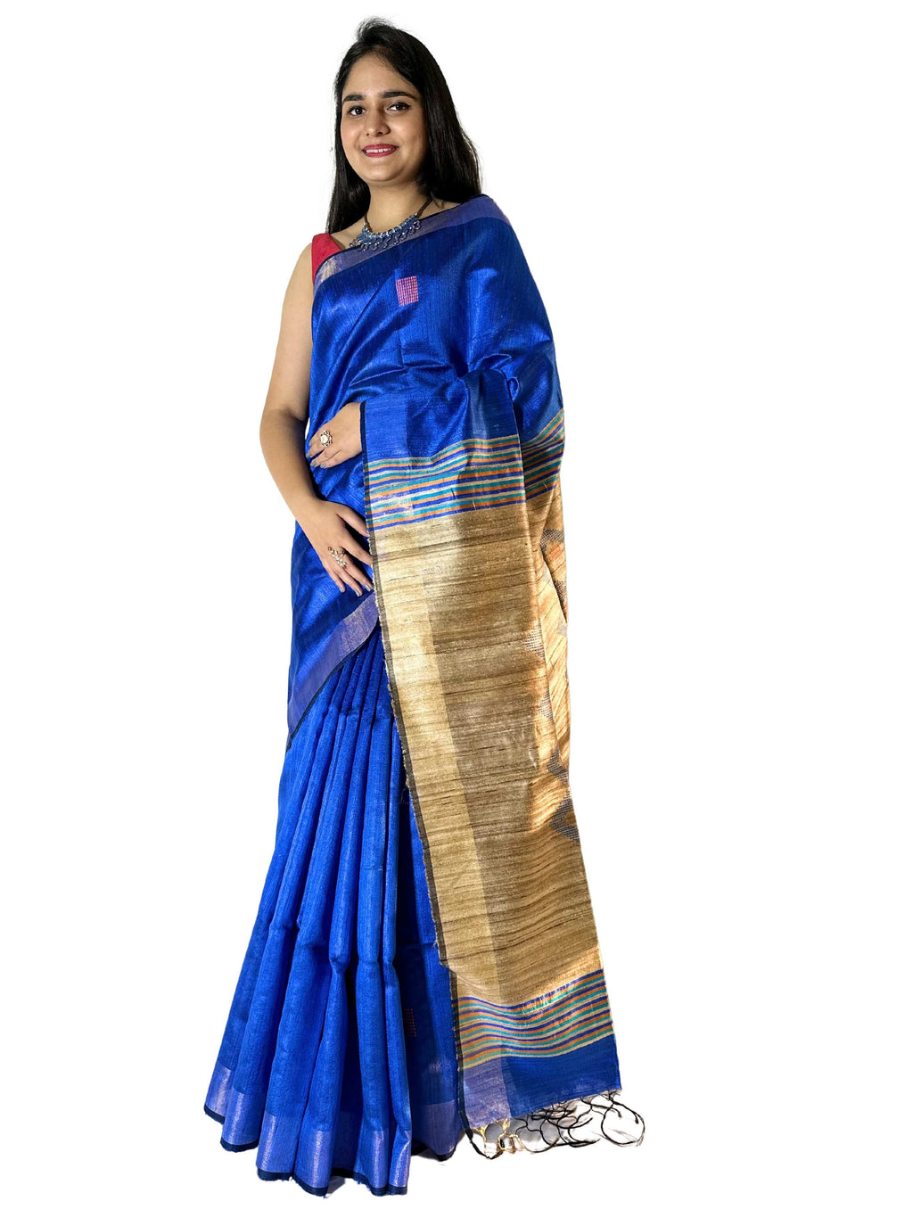 Pure Handloom And Beige ghicha tussar silk Saree