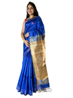 Pure Handloom And Beige ghicha tussar silk Saree