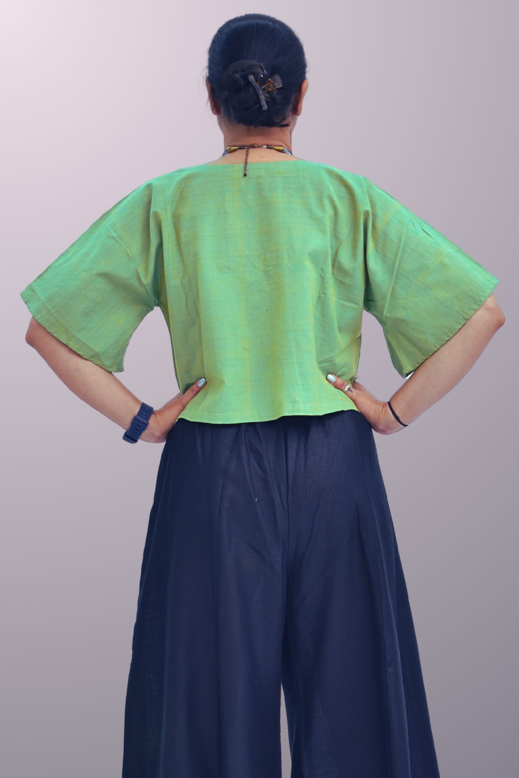 Pure Handloom Cotton Pastel Green Color Top