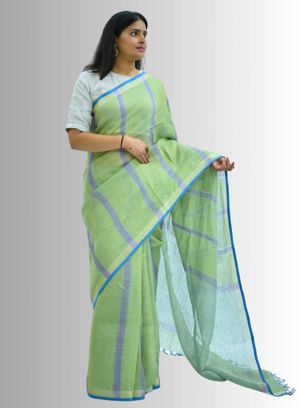 Pure Handloom Brown Linen Saree