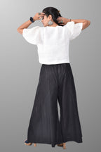 Pure Handloom Linen White Hand embroidered Top