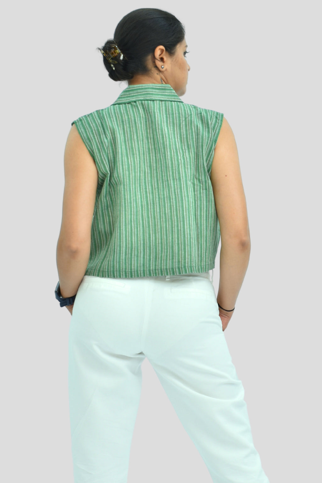 Pure Handloom Cotton Green Color Top