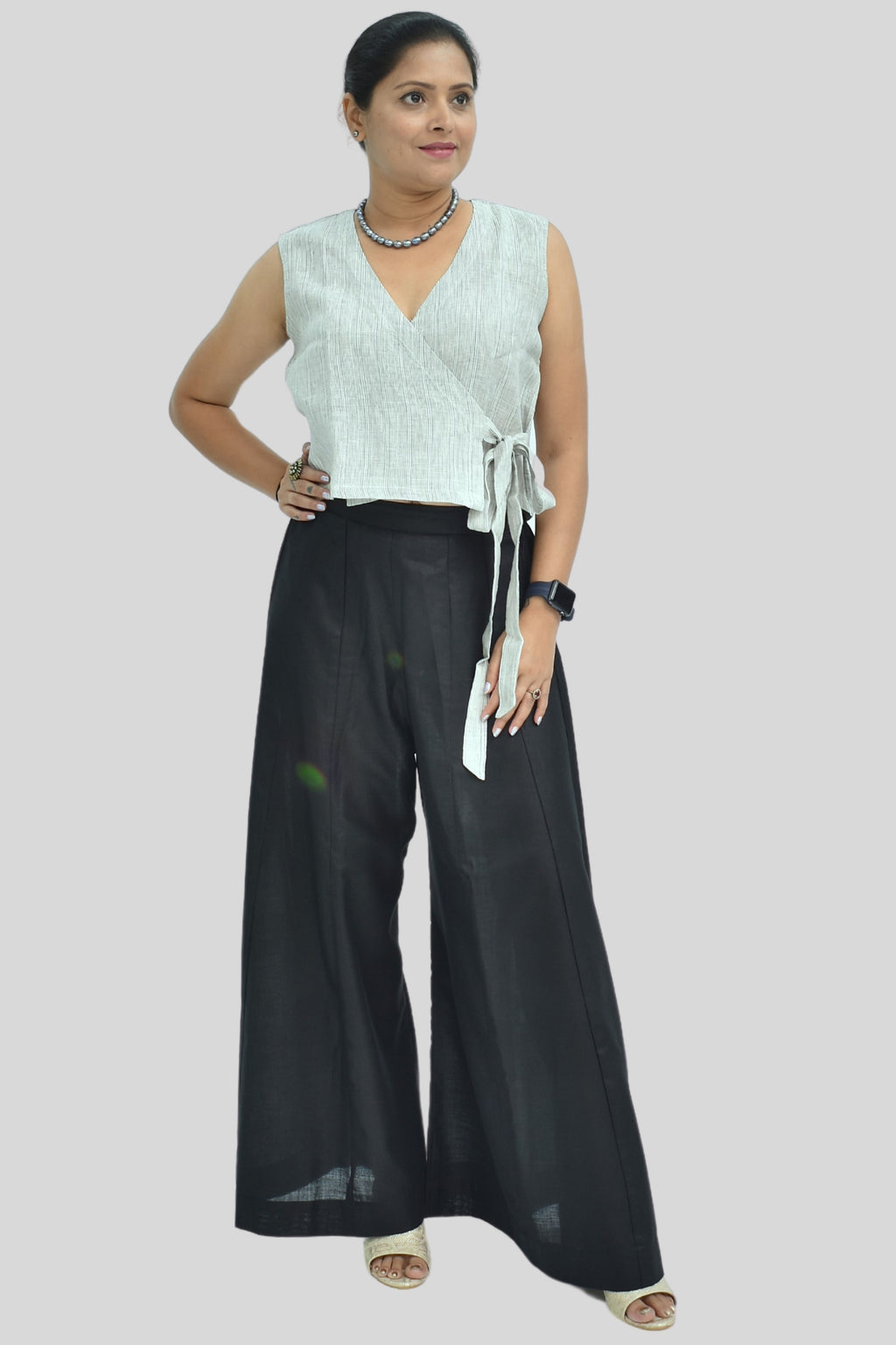 Pure Handloom Linen Grey Color Top