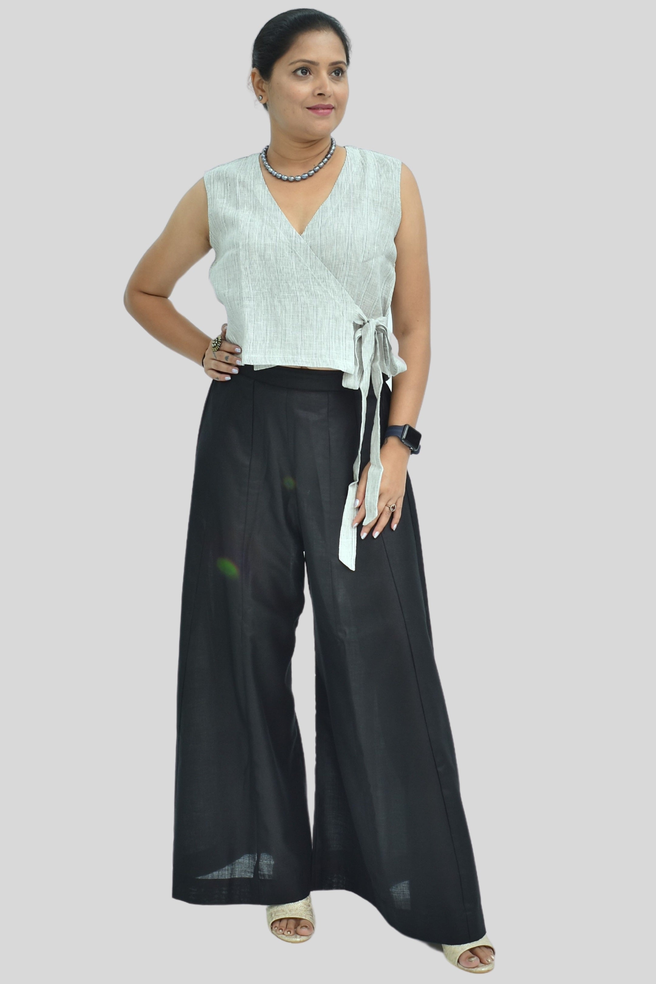 Pure Handloom Linen Grey Color Top