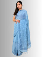 handloom cotton jaal hand block print saree with blouse