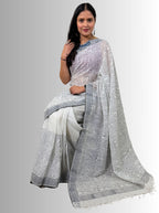 handloom cotton jaal hand block print saree with blouse