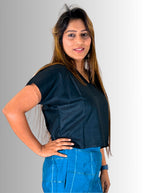 handloom Black Tassar silk cottton kimono top