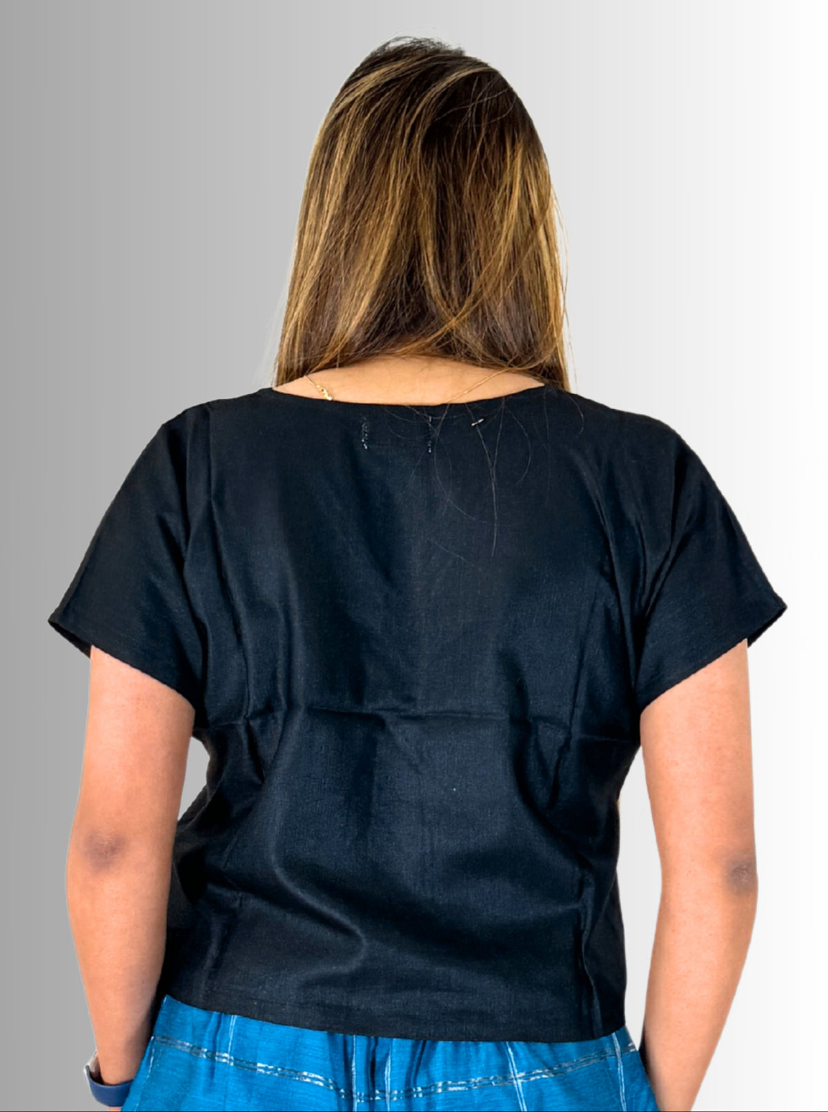 handloom Black Tassar silk cottton kimono top