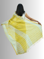 Pure Handloom Linen White & Yellow Saree