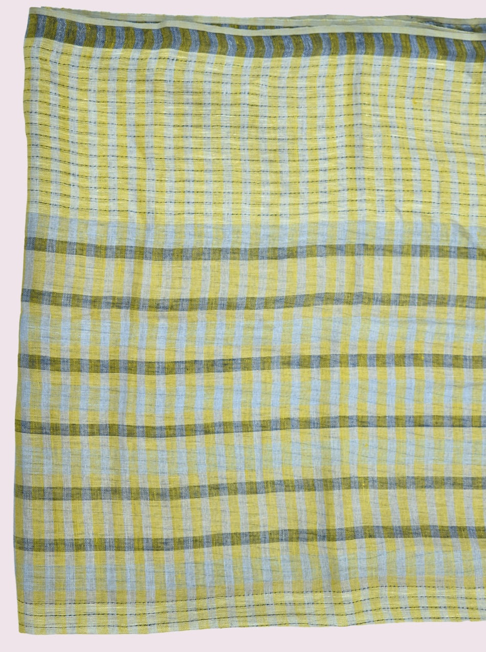 Pure Handloom Linen White Saree