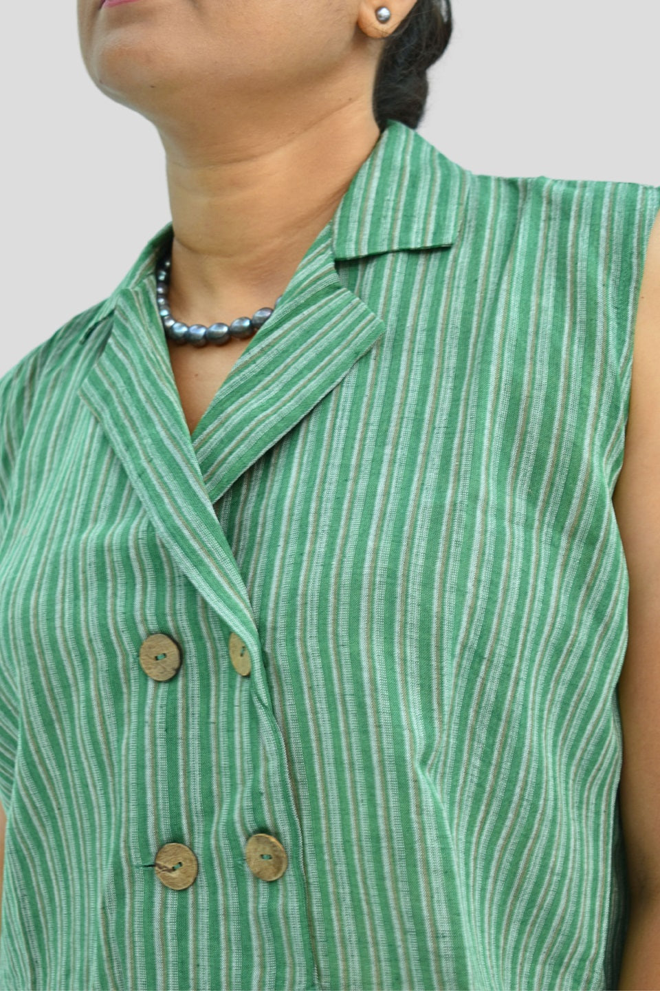 Pure Handloom Cotton Green Color Top